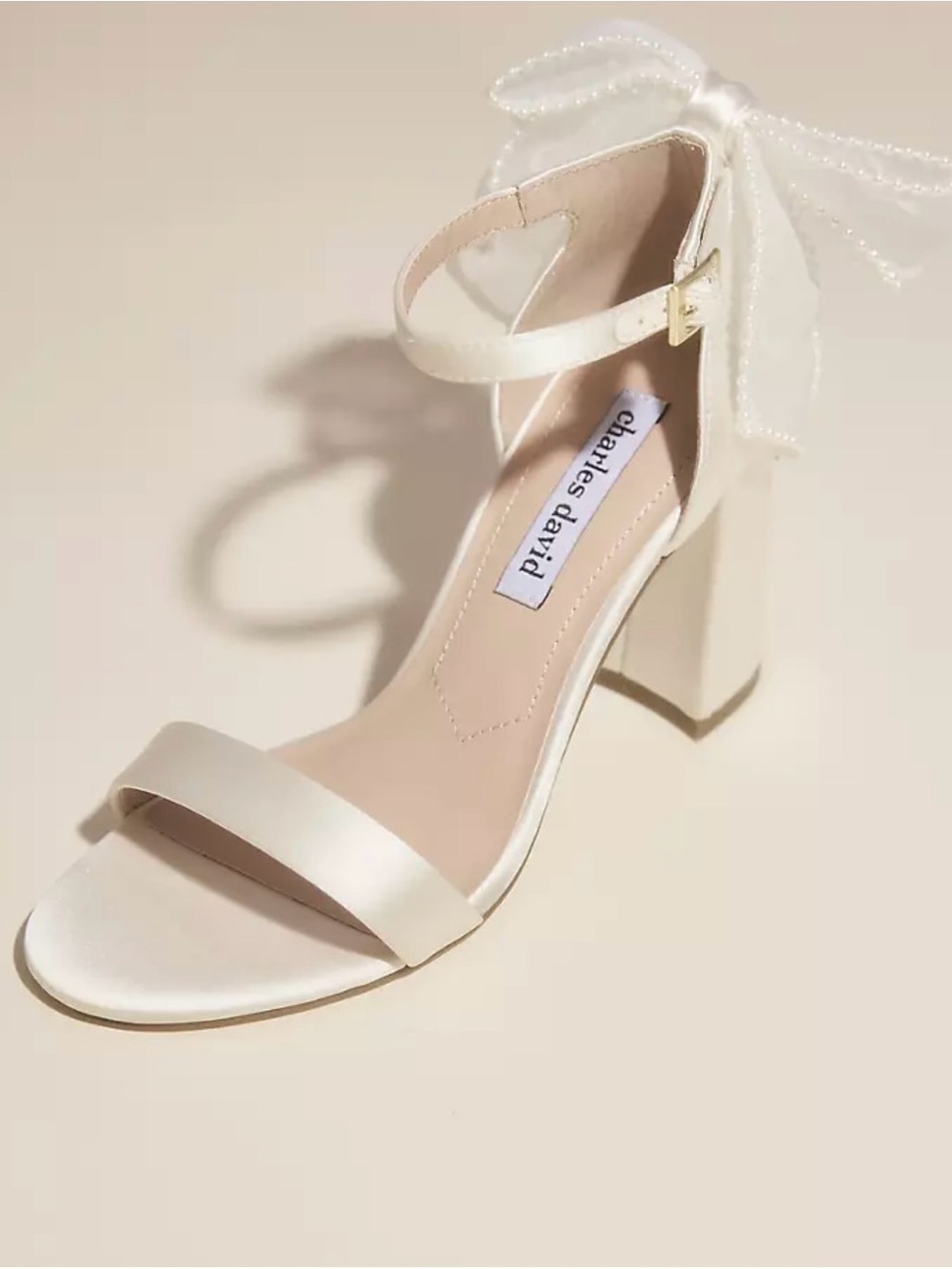 Charles by Charles David Tulle Pearl Bow Block Heels